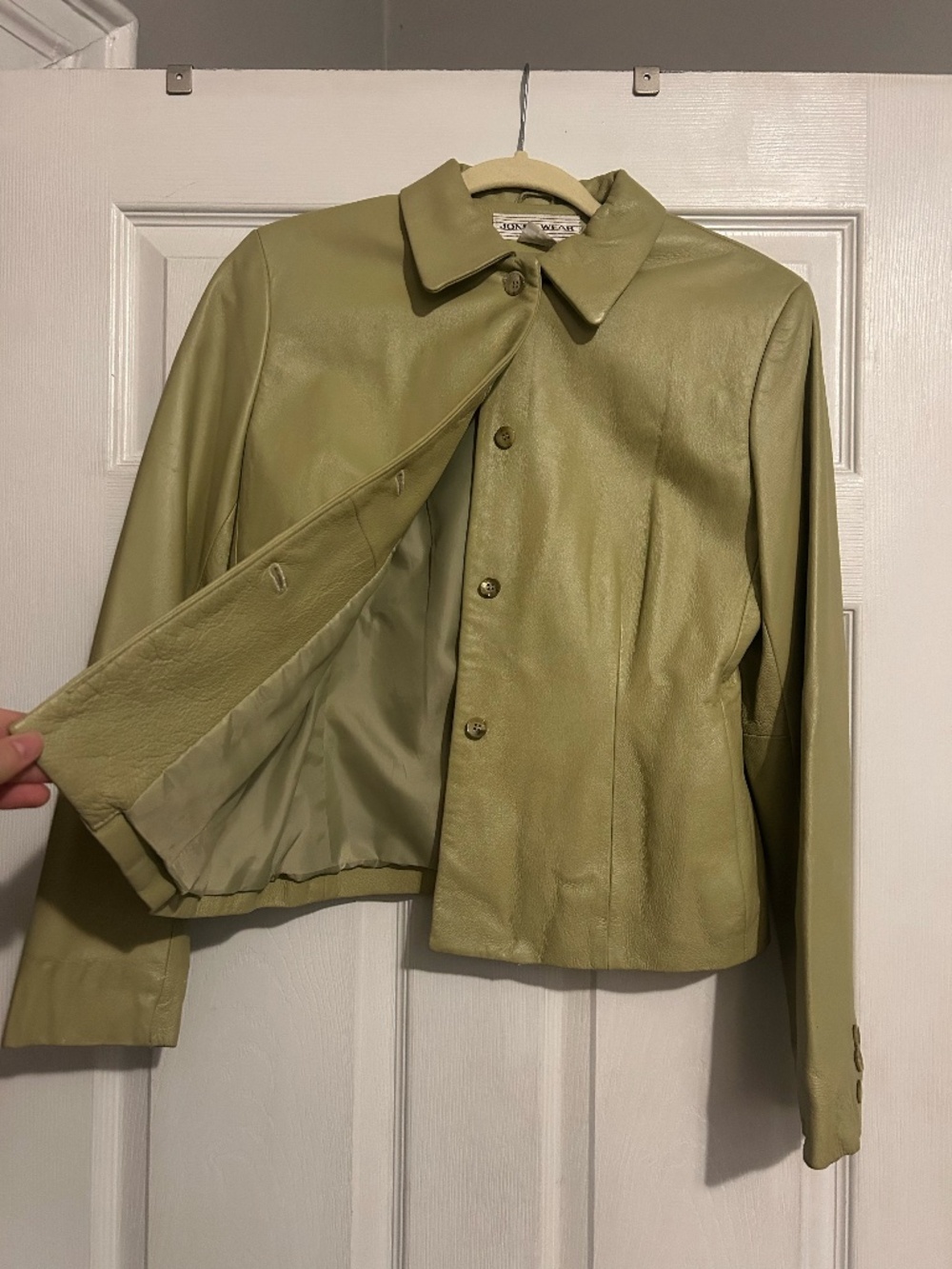Jones Wear Green Leather Blazer